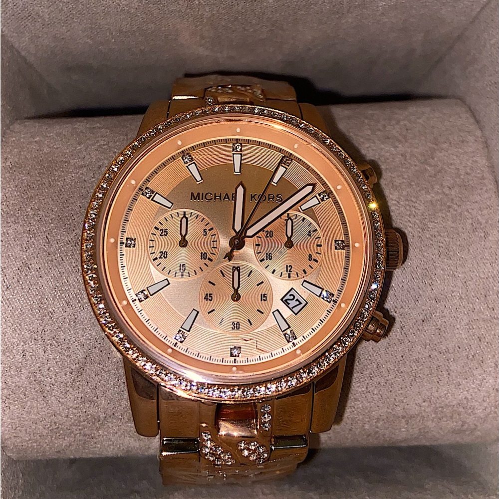 Michael Kors Ritz Chronograph Rose Gold-Tone Ladies Watch MK7223